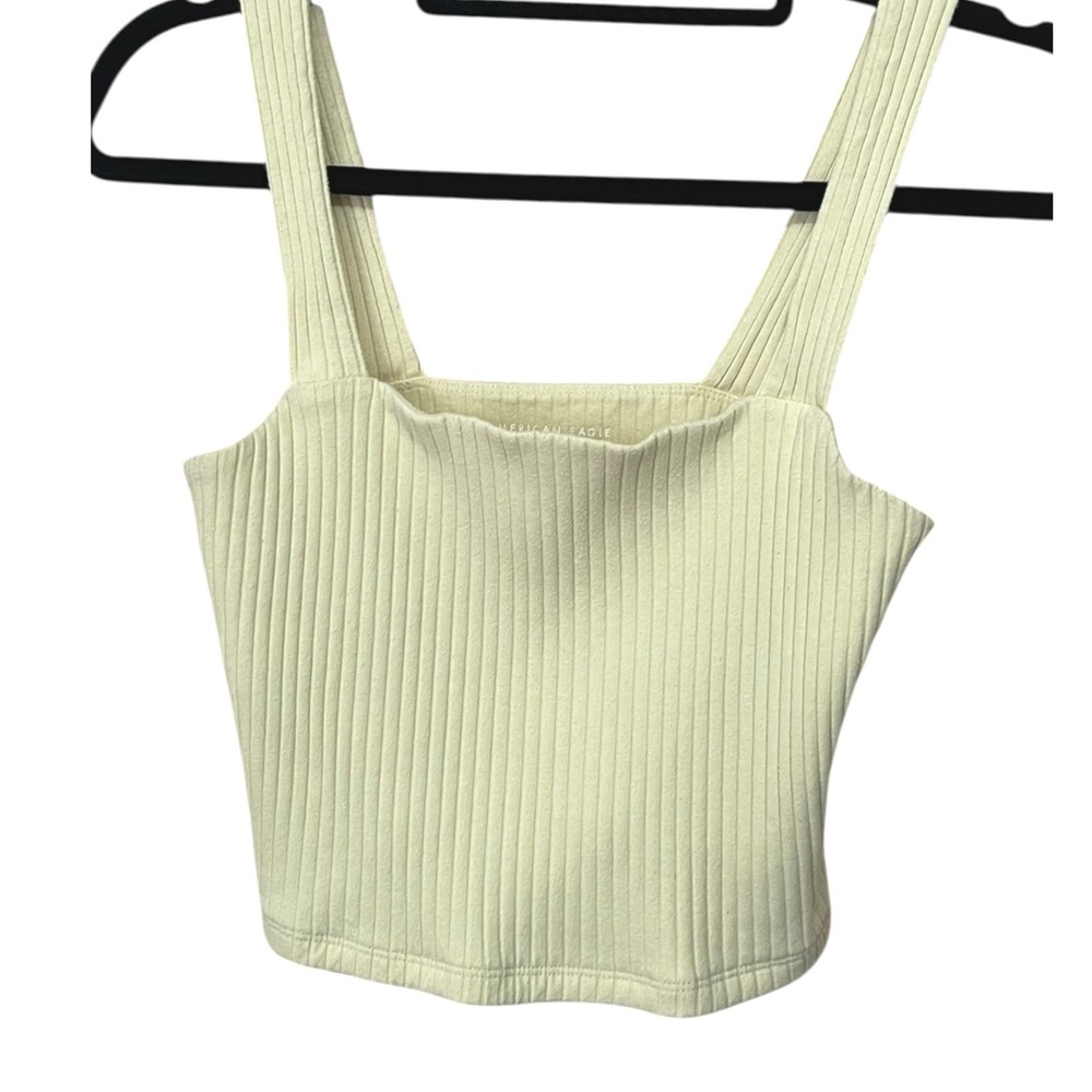 American Eagle Outfitters AEO Ribbed Tank Top Crop Top Butter‎ Yellow Medium